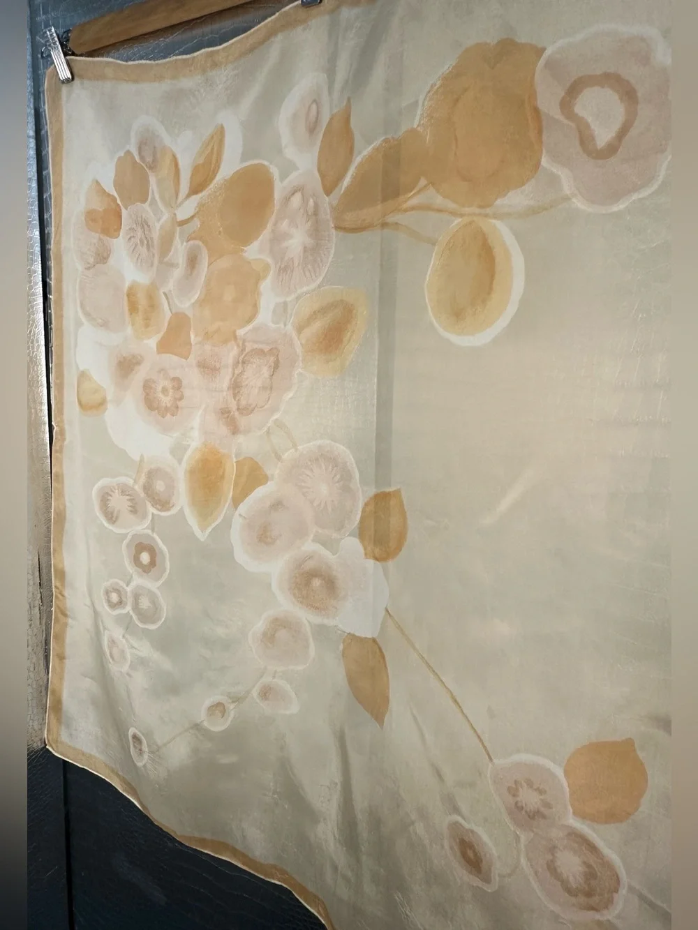 Women's Floral Sheer Scarf in Peach and Beige